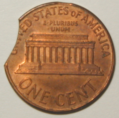 Lincoln-Cent-1966-W/Double-Clipped-Planchet